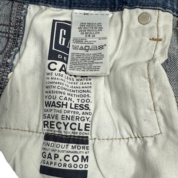 Gap High Rise Cheeky Distressed Shorts, Medium Wash Blue, Size 28 - Picture 8 of 8